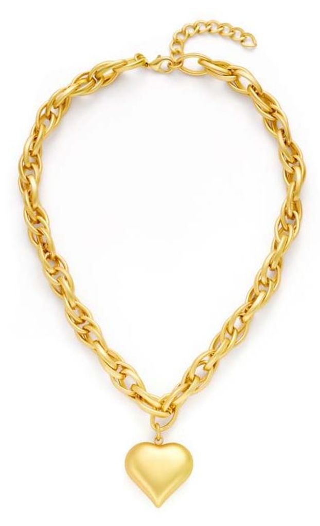 Kühler O-Chain Anhänger mit Herz: Grobgliedriges, minimalistisches Design für Damen & Herren. Perfektes Statement-Piece für den individuellen Look
