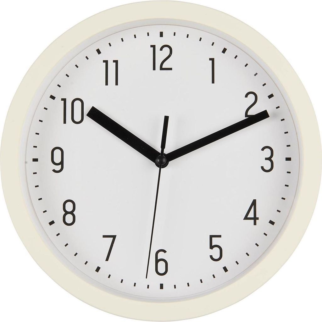 LS-LebenStil Retro Wanduhr Creme Weiß 20cm Kunststoff Analog Rund Vintage Küchen-Uhr Büro-Uhr große Ziffern leicht leise Wohnzimmer Flur Kinder...