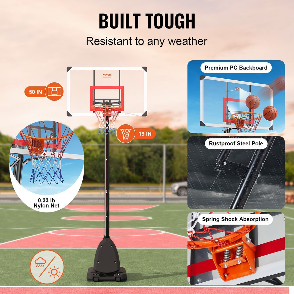 VEVOR Basketballkorb 232–305 cm Höhenverstellbar Produktbild 5