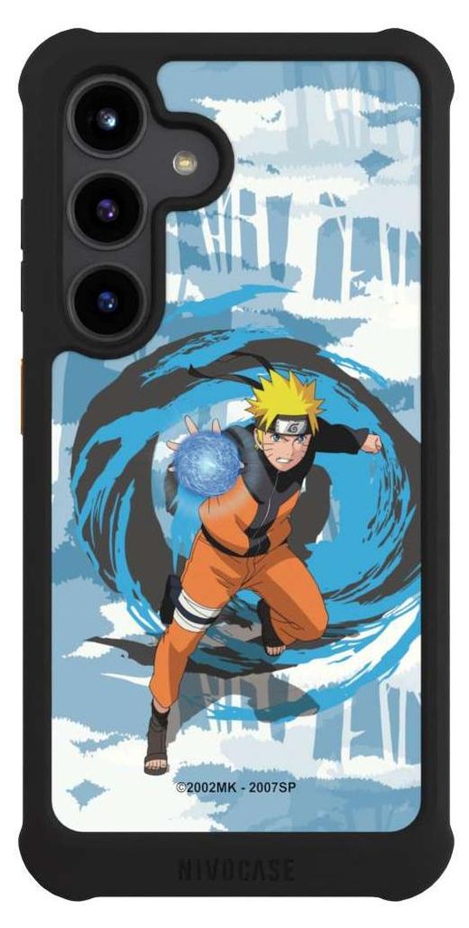 NIVOCASE Hülle für Samsung Galaxy S24 Stoßfeste Handyhülle NIVOmax Case Schwarz Manga Naruto Shippuden Offizielles Lizenzprodukt