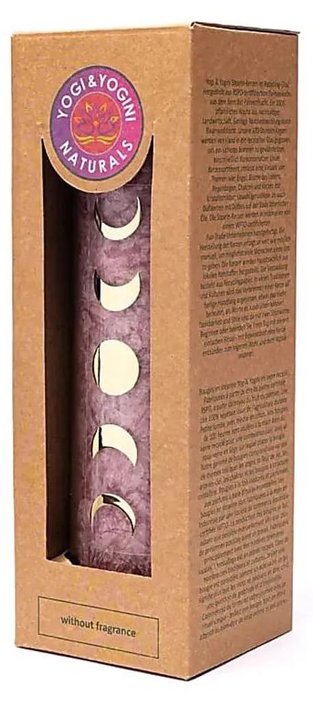 Grande Bougie Pilier Rose aux Phases de la Lune en Cire de Stéarine