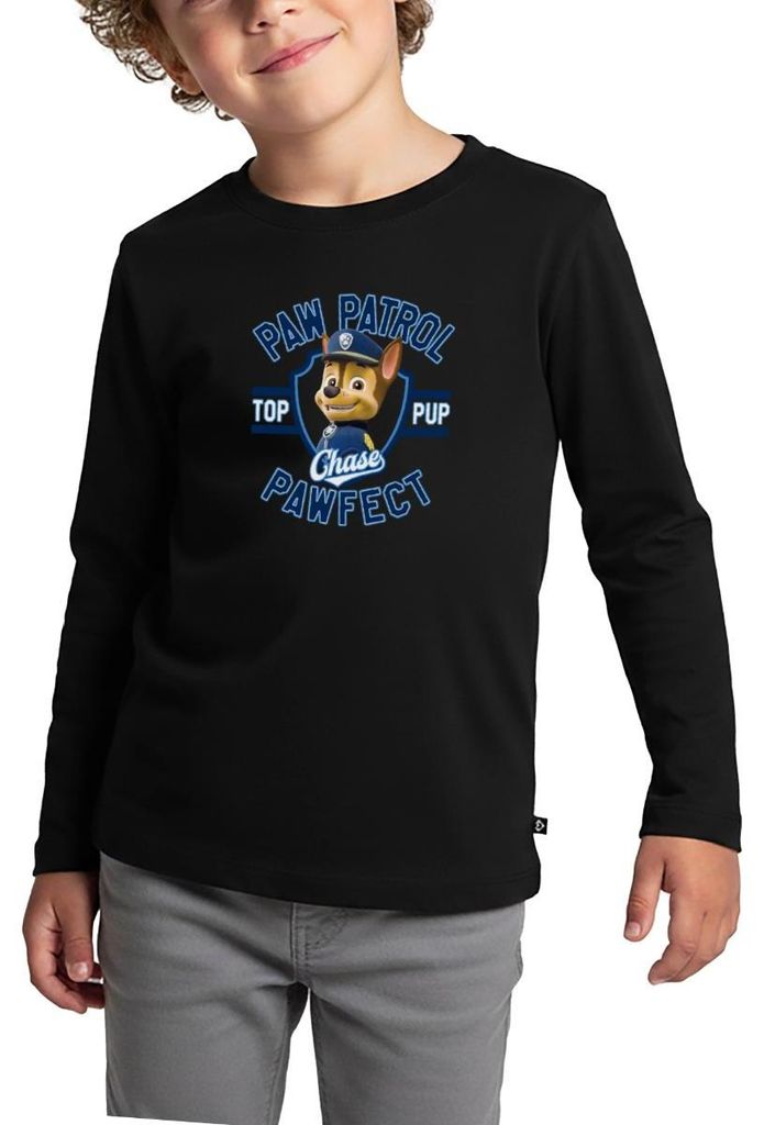 Spreadshirt Paw Patrol Chase Pawfect Kinder Premium Langarmshirt, 98/104 (2 Jahre), Schwarz
