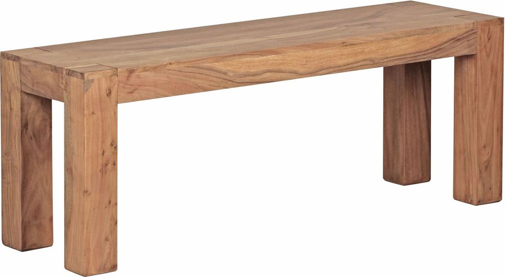Esszimmer Sitzbank MUMBAI Massiv-Holz Akazie 120 x 45 x 35 cm Holz-Bank Natur-Produkt Küchenbank im Landhaus-Stil