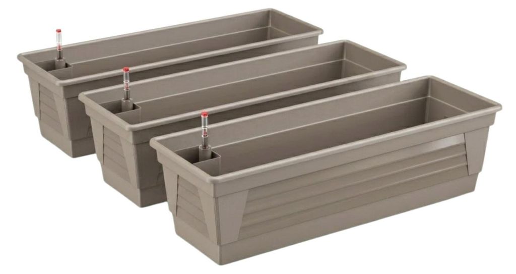 Plastard Blumenkasten 3er-Set 100 cm Seidengrau - mit Produktbild 