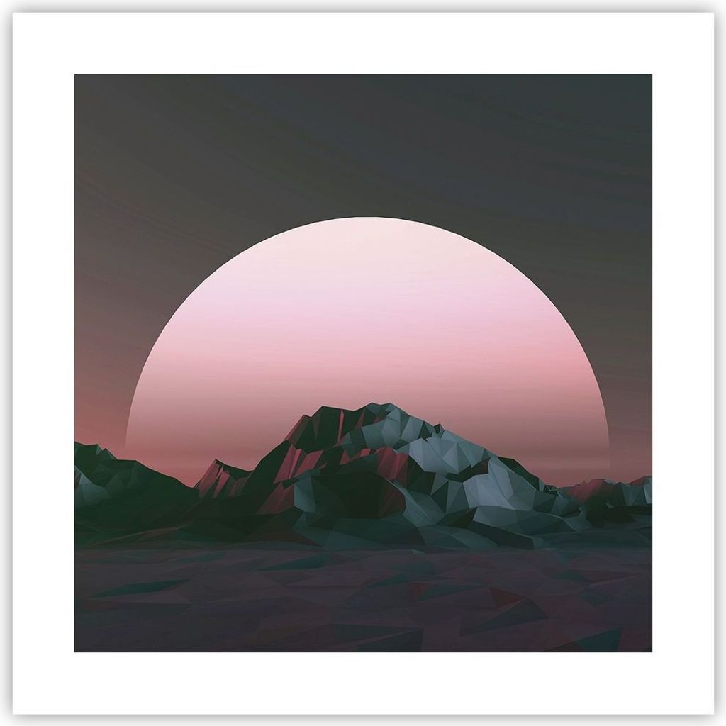 Poster - Poster ohne Rahmen - Landschaft Berge Sonne - 40x40 cm - Wand Bild - Wanddeko - Wandbilder - Kunstposter - Wandposter - Bilder - Kunstdruc...