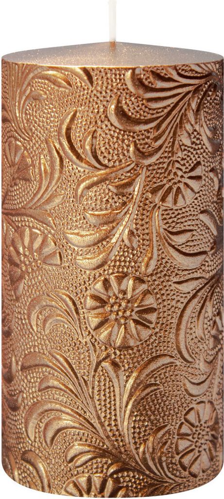 Kerzen Florale Bernstein-Metallic 130 x Ø 70 mm 4er Set Produktbild 