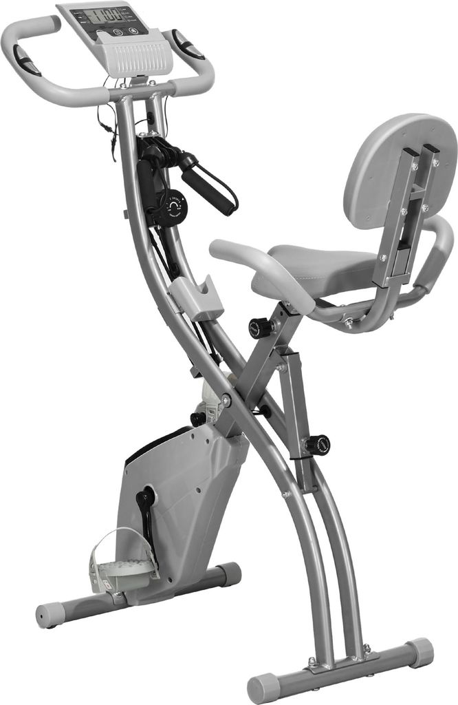 Heimtrainer, X-Bike, 2-in-1, Fahrradtrainer, LCD-Display, Pulsmesser, Klappbar, Hometrainer, Trimmrad, 8-Stufiger Magnetwiderstand, Spannseil, Stah...