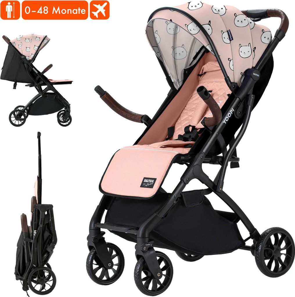 Daliya YOOPI Reisebuggy, faltbar, mit Teleskopgriff, Flugzeug Buggy, Alluminiumrahmen, Stufenlose Rückenlehne, Stadt-Buggy, Aufbewahrungstasche