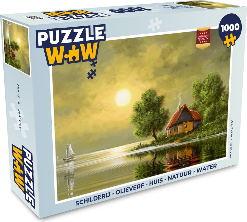 MuchoWow Puzzle 1000 Teile Gemälde - Ölfarbe - Haus - Natur - Wasser - Erwachsene - Rätsel