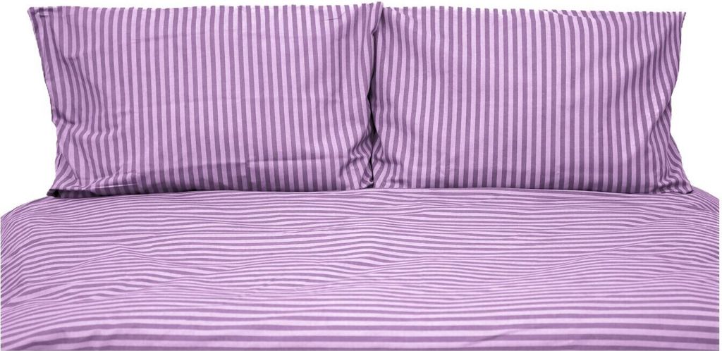 Gestreifte Bettwäsche mit Reißverschluss 240x220 cm, 2x Kissenbezug 80x80 cm Lila