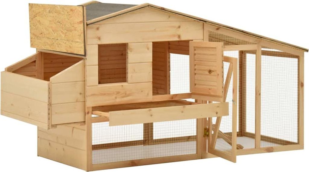 vidaXL Hühnerkäfig Massivholz Kiefer 178x67x92 cm