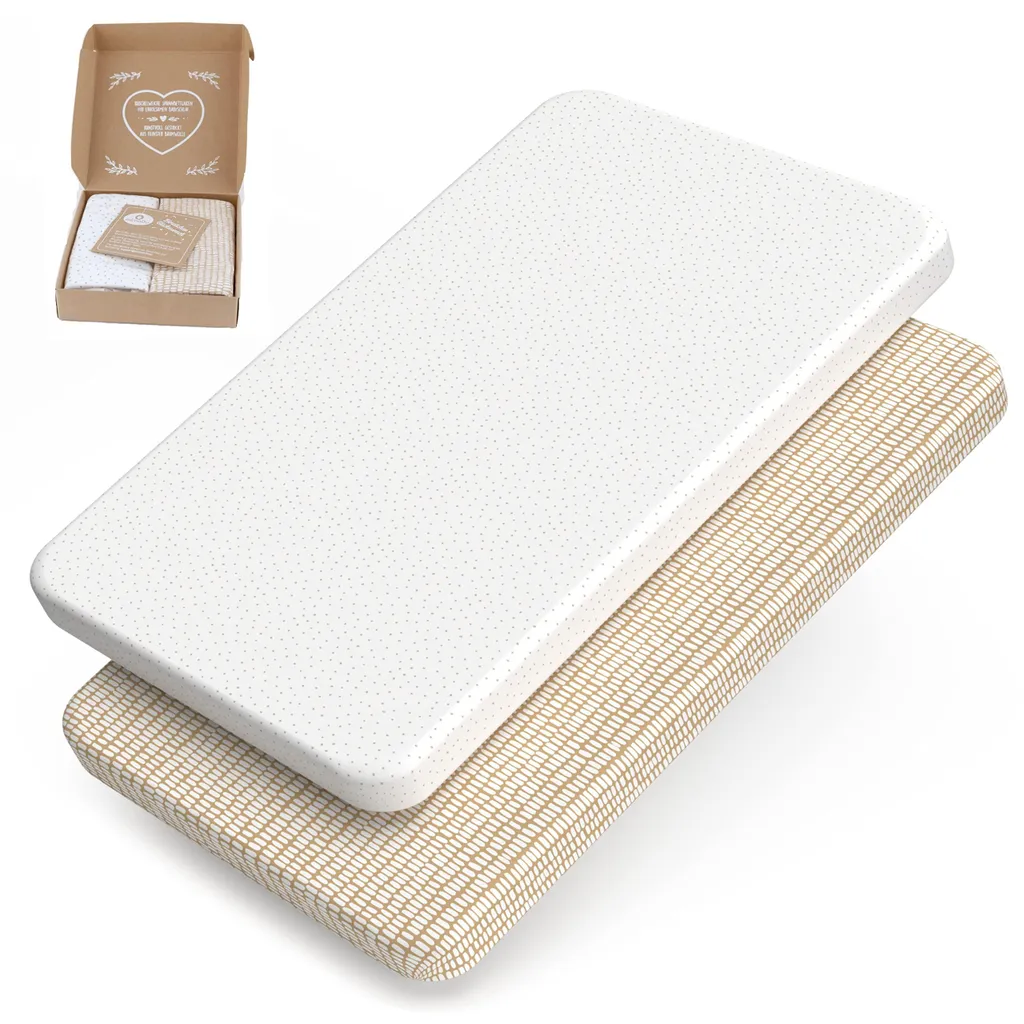Drap-housse pour lit d'appoint et berceau 40x90 cm, lot de 2 en coton