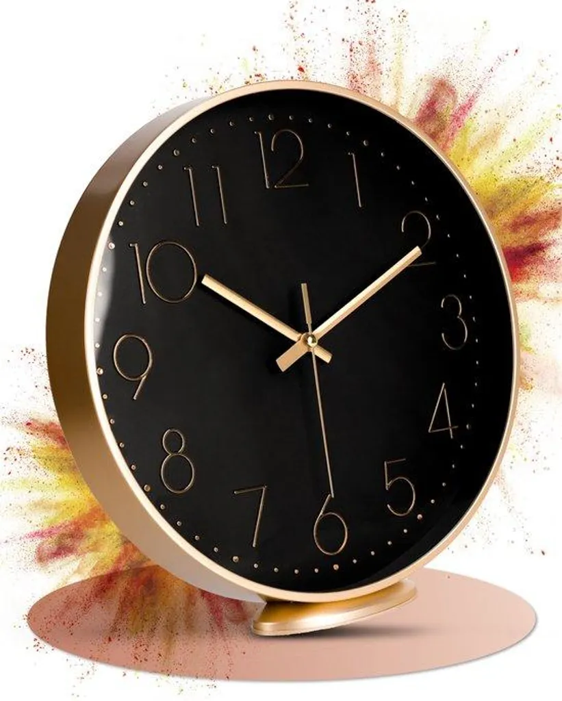 Horloge murale silencieuse or rose 30 cm - Fini le bruit du tic-tac