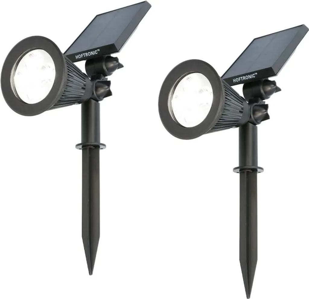 Spot à piquet solaire 2W HOFTRONIC 6000K IP65 Noir - Lot de 2