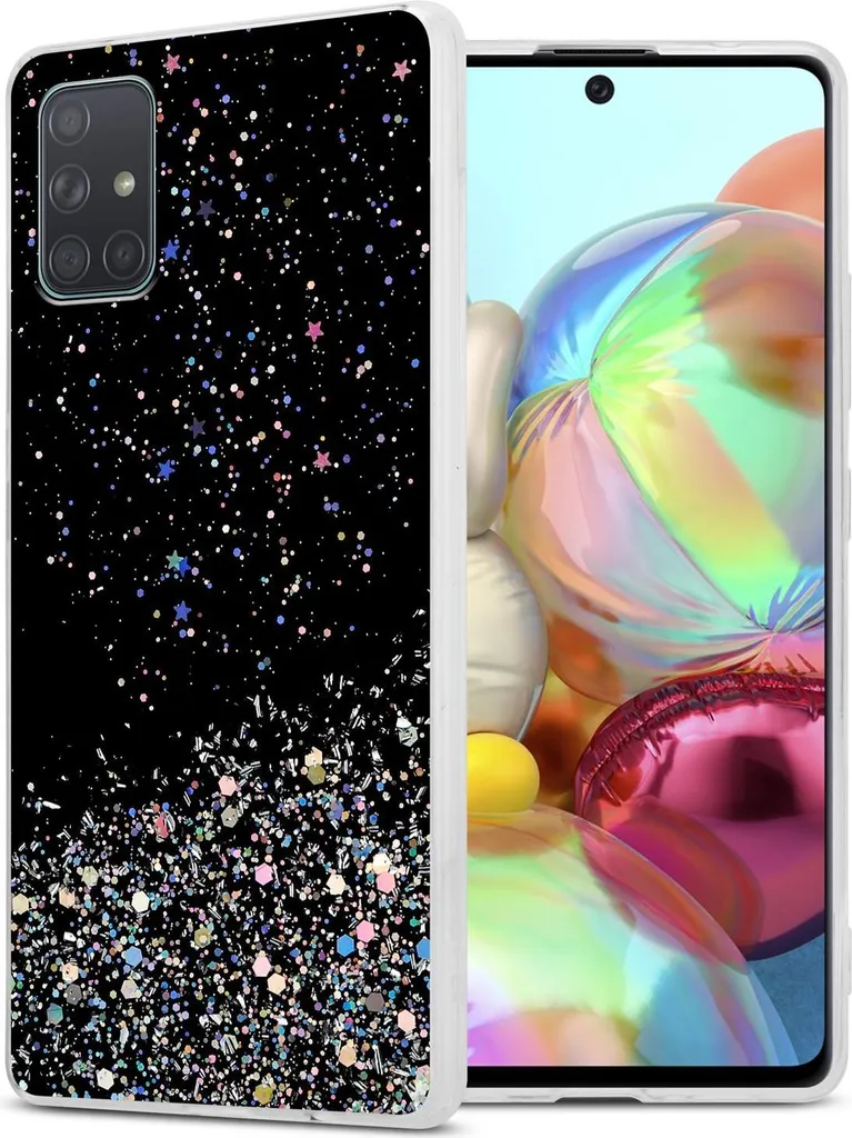 Cover TPU per Samsung A71 4G Cadorabo - Protezione Nera Glitterata