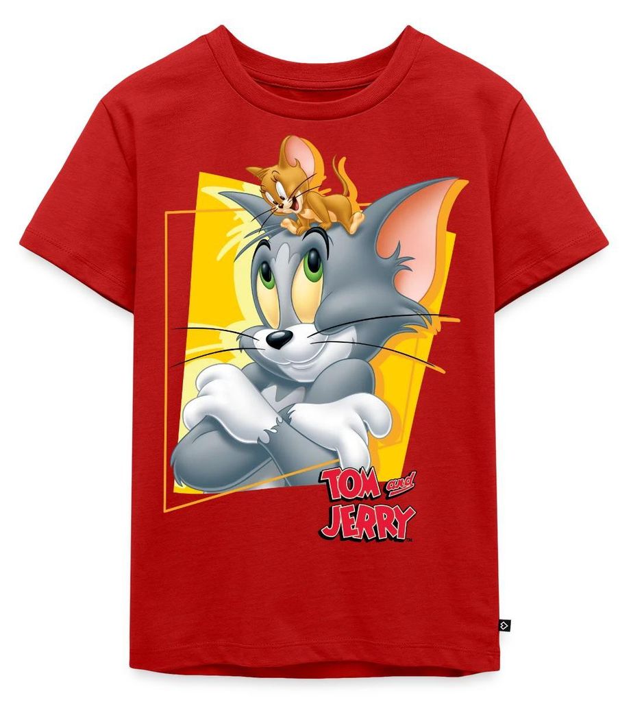Spreadshirt Tom Und Jerry Portrait Kinder Premium T-Shirt, 134/140 (8 Jahre), Rot