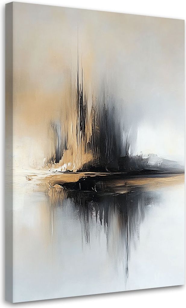 Leinwandbild Abstrakt Beige Grau 70x100 Feeby Beige bild für die wand bereit zum aufhängen