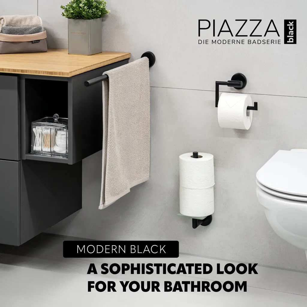 Portarotolo Bagno Nero Opaco bremermann PIAZZA BLACK - Qualità 18/10 - 2