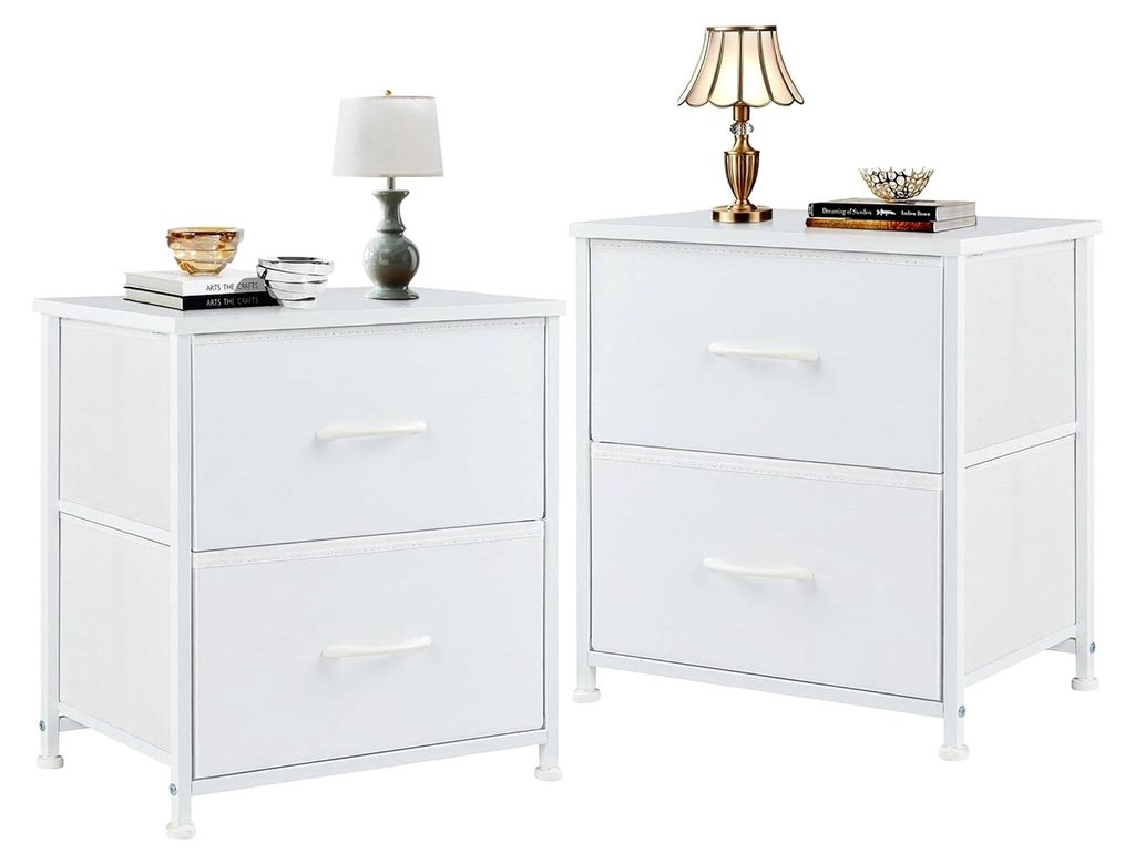 Nachttisch 2er Set Beistelltisch mit Stoffschubladen für Schlafzimmer und Flur im Industrial Stil