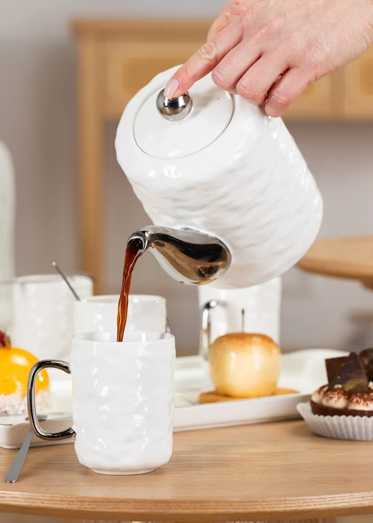 HowHomely Selena Silver: Set Caffè Design Moderno Bianco 6 Pezzi - 4