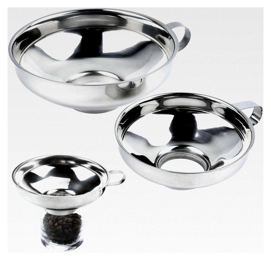 2er Set Edelstahl Marmeladentrichter mit Öffnungen Ø38mm und Ø54mm – Einfülltrichter für Marmelade, Gewürze, Öl und Bohnen