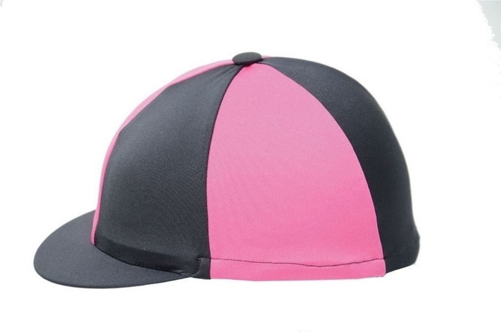 Hy Elasthan-Reithelmüberzug, seidig glänzend, zweifarbig BZ506 (Einheitsgröße) (Schwarz/Pink)