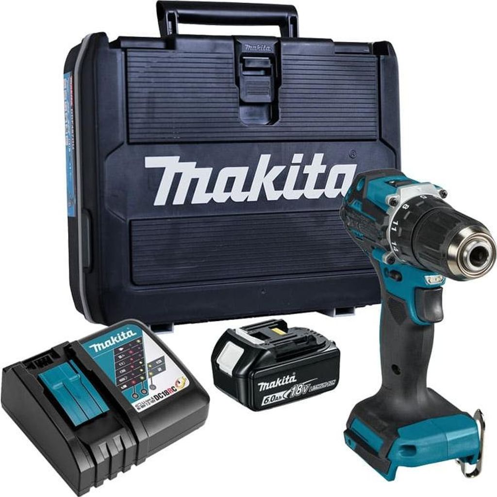 18V LXT Bohrschrauber (1x6,0 Ah) im schwarzen Koffer mit Organizer - MAKITA DDF487RG