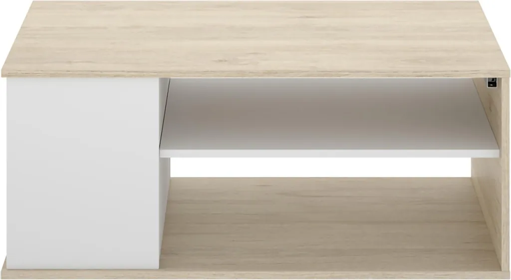 Fargo Table basse blanche 50x100x42h cm avec 3 compartiments ouverts - 6