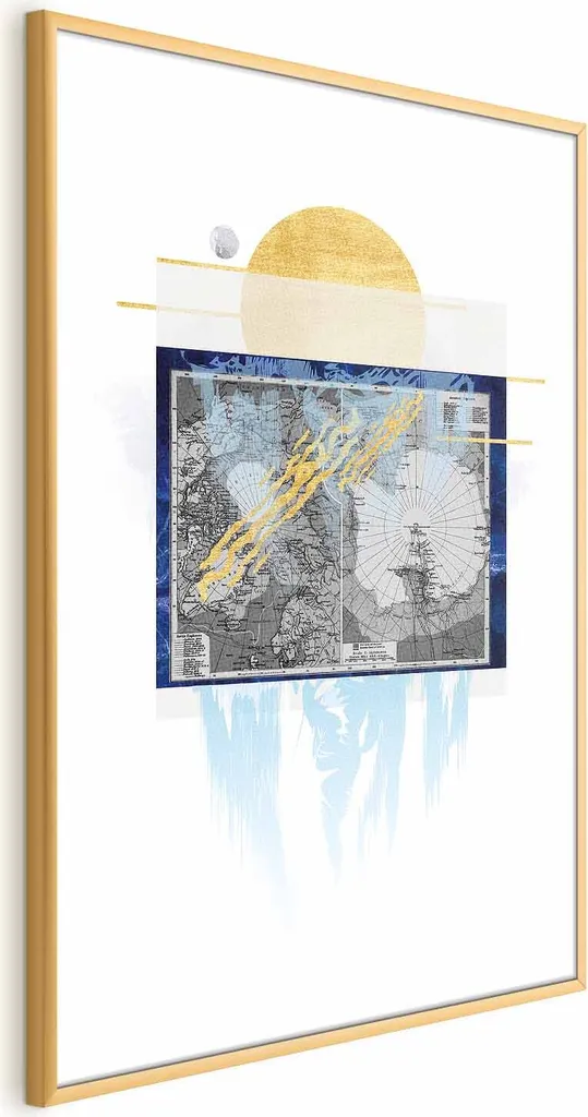 Poster Antartide 60x90 Cornice Oro senza Margine - Qualità Fine Art