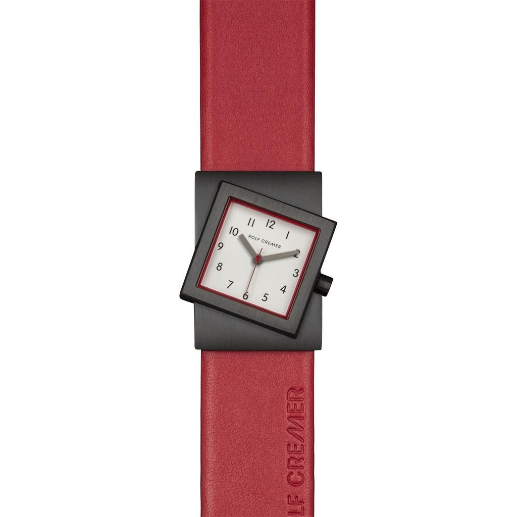 Rolf Cremer Uhr Turn S 507711 Lederband, Edelstahl, rot, grau