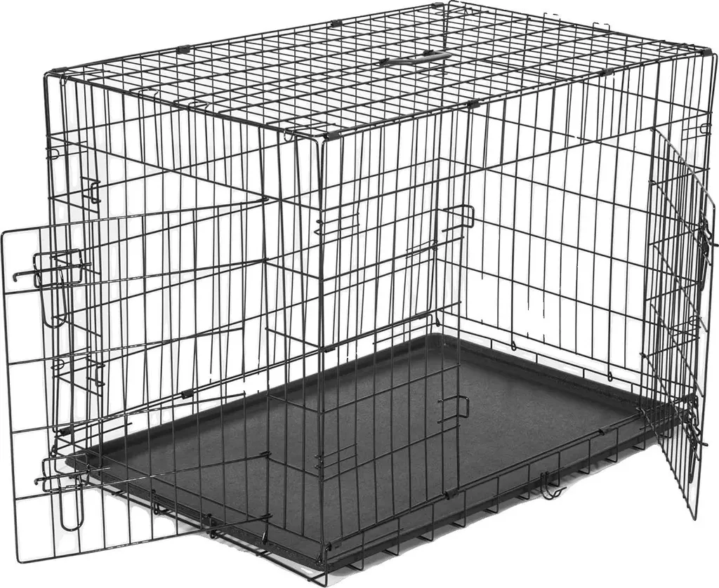 Caisse de transport métallique pliable pour animaux domestiques - Noir