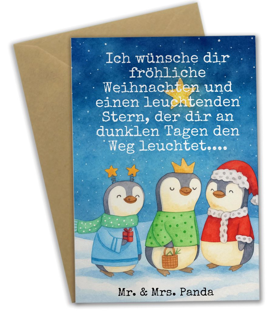 Mr. & Mrs. Panda Klappkarte Winterzeit Heilige drei Könige Design - Weiß - Geschenk, weihnachtskarten, Grußkarten, osterkarte, babykarte, einlad...