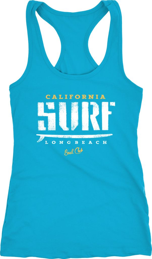 Damen Tank-Top Surfer Motiv Racerback Neverless türkis L
