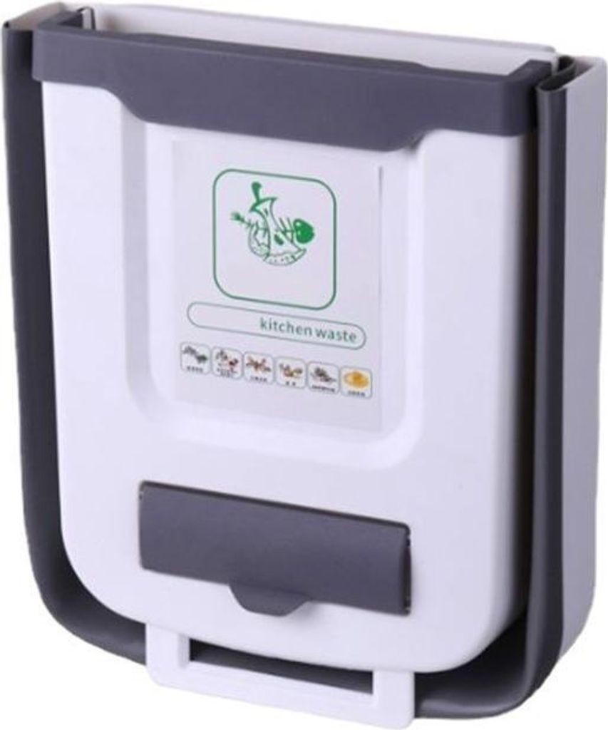 Küchenabfalleimer mit Deckel, Küchenkomposteimer, kleiner, zusammenklappbarer Abfalleimer zum Aufhängen an der Arbeitsplatte, 2,4-Liter-Eimer