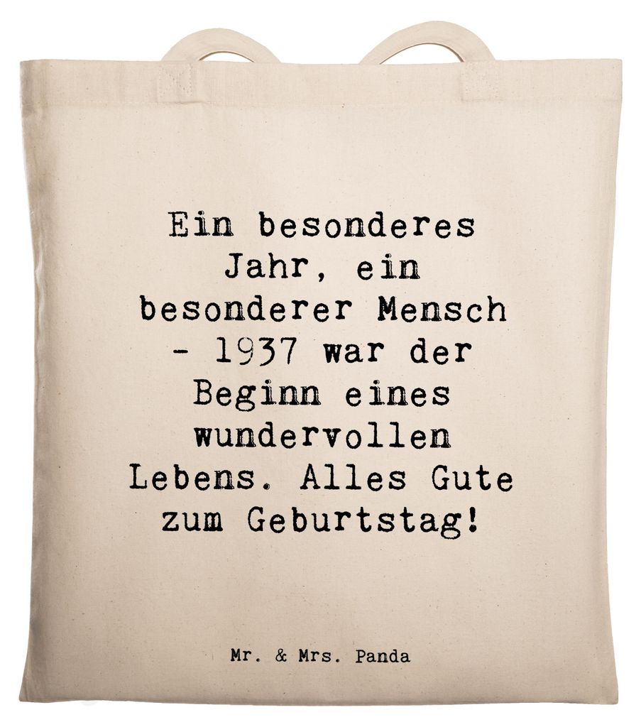 Mr. & Mrs. Panda Jutebeutel Spruch 1937 Geburtstag - Weiß - Geschenk, Tote Bag, Happy Birthday, Geburtstagsgeschenk, Geburtsjahr, Alter, Erinnerun...