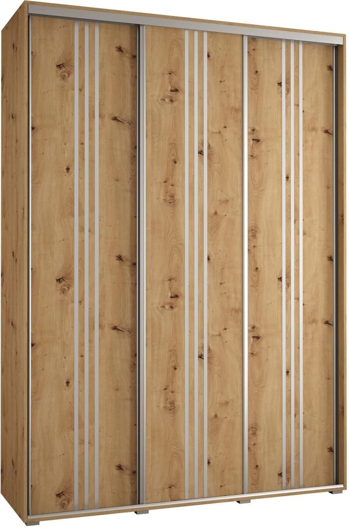MEBLE KRYSPOL Cannes 6 Schrank mit 3 Schiebetüren - 205,2x180x45 cm - Artisan Artisan Silber
