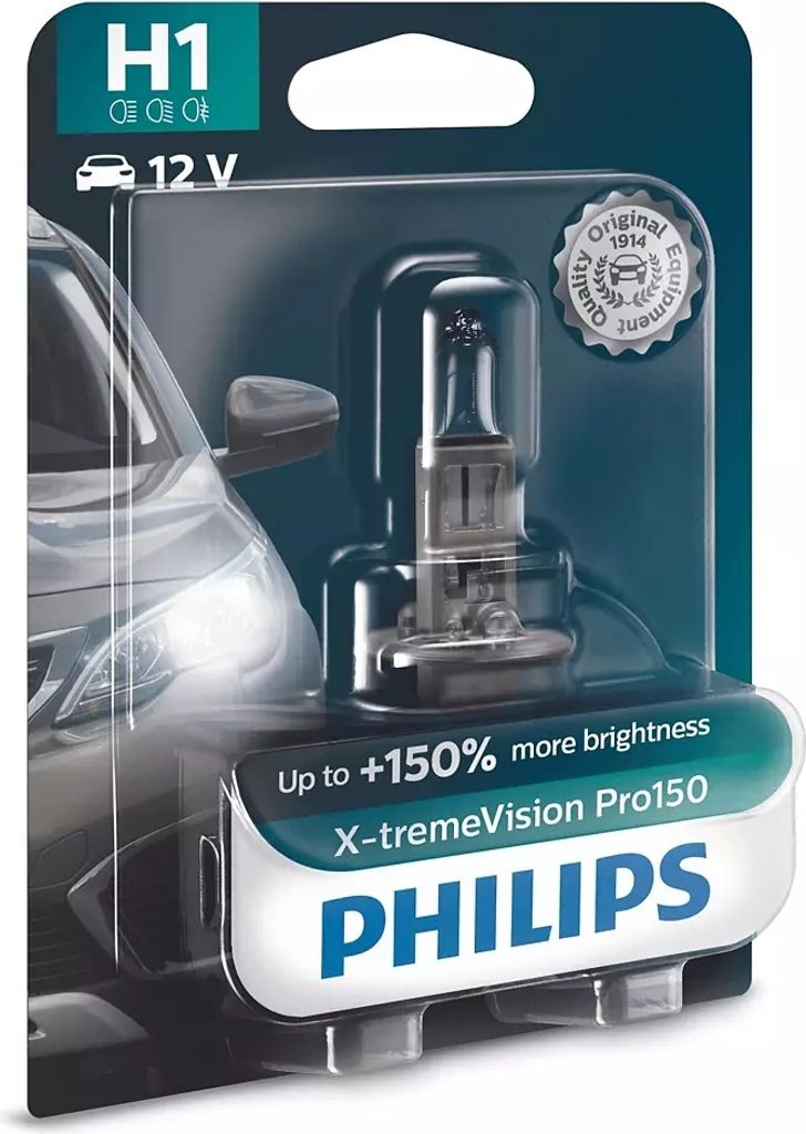 1x PHILIPS H1 Glühlampe Fernlicht 12V 55W P14.5s Halogen 12258XVPB1