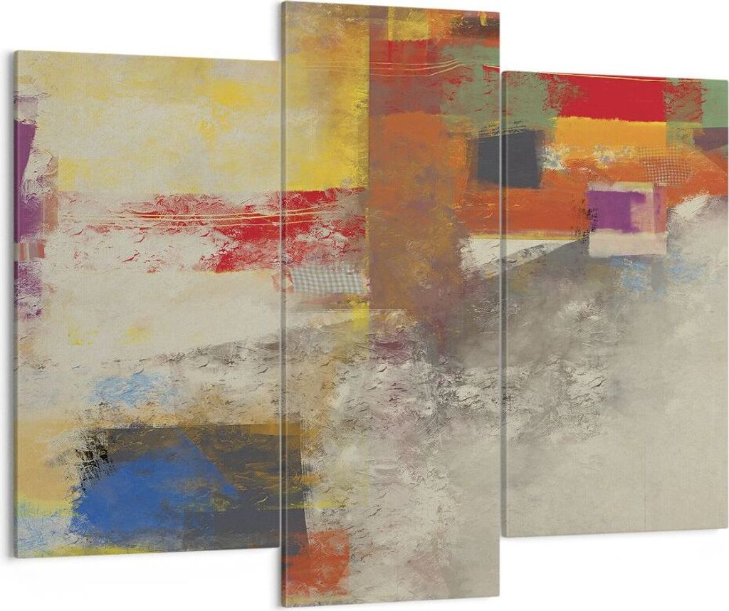 Bild auf Leinwand - Leinwandbild - 3 Teile - Abstraktion die Farben modern - 130x100cm - Wand Bild - Wanddeko - Wandbilder - Leinwanddruck - Bilder...