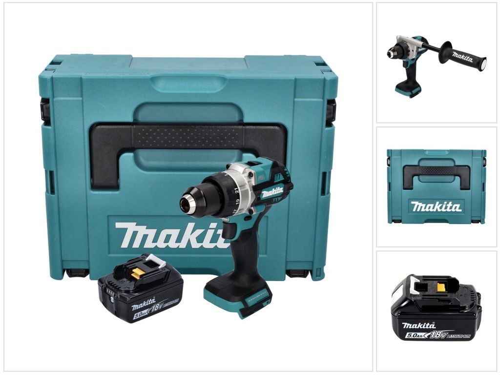 Makita DDF 486 T1J Akku Bohrschrauber 18 V 130 Nm Brushless + 1x Akku 5,0 Ah + Makpac - ohne Ladegerät