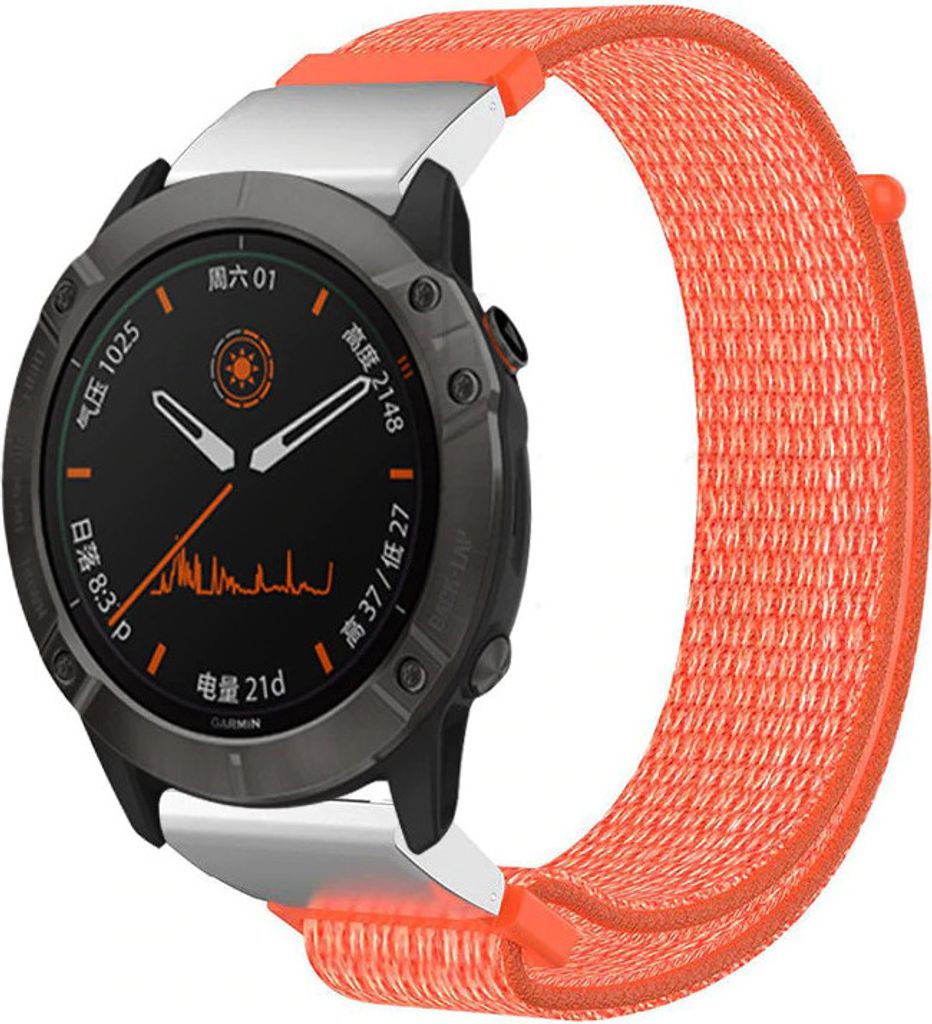 Strap-it Garmin Fenix 5 (Plus) / 6 (Pro) Armband Nylon (Orange)