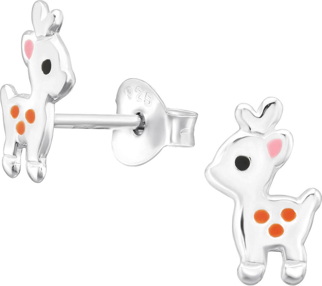 Kinder Ohrringe Ohrstecker 925 Sterling Silber mit Rehkitz Produktbild 
