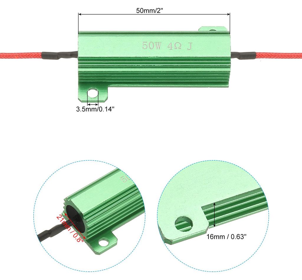 2 Stk 50W 4 Ohm 5% Toleranz Aluminium Geh?use Widerst?nde Aluminiumgeh?use mit Clips Drahtgewickelte Widerst?nde Schraubentap Power Widerstand fš...