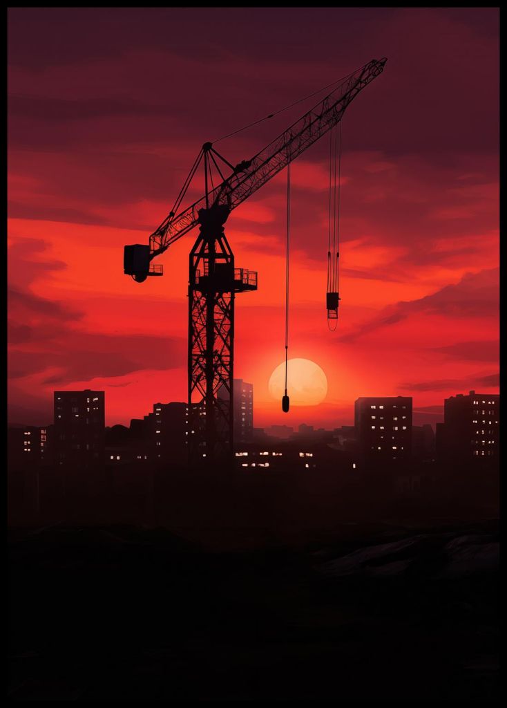 Plakat 67,5x95cm Dämmerung über der Baustelle