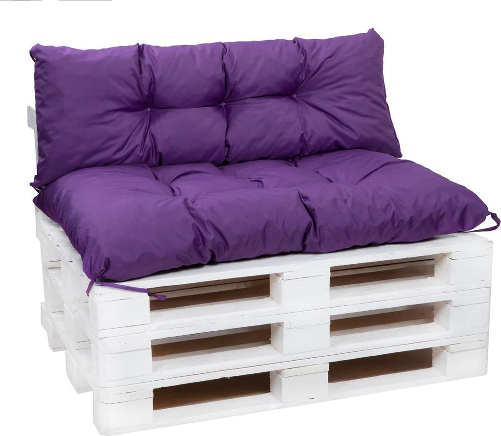 Palettenkissen Set Violett – Sitzkissen 120×60 cm & Rückenlehne 120×50 cm für Palettensofa, Terrasse und Gartenlounge