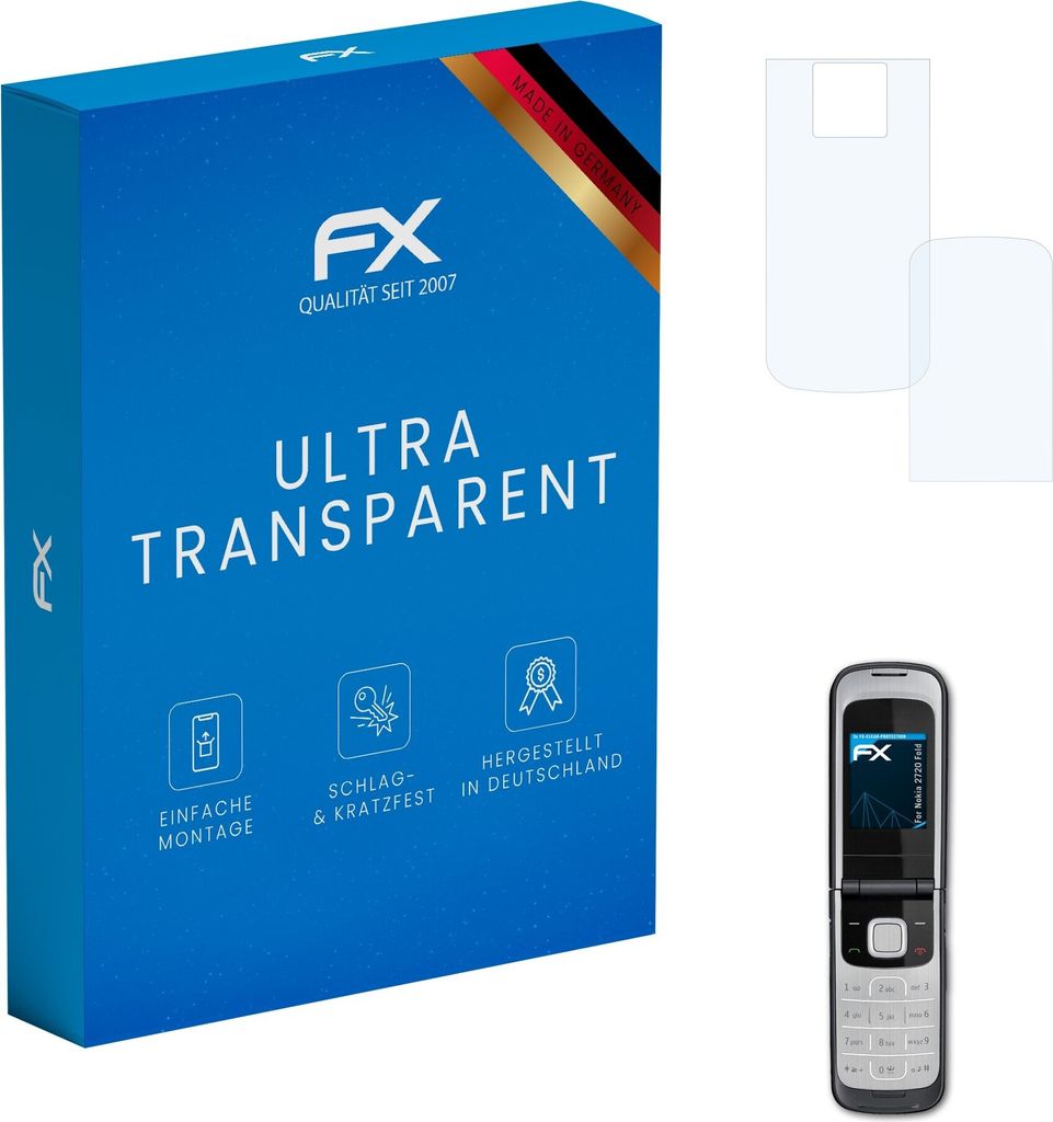 atFoliX FX-Clear 3x Schutzfolie kompatibel mit Nokia 2720 Fold Displayschutzfolie