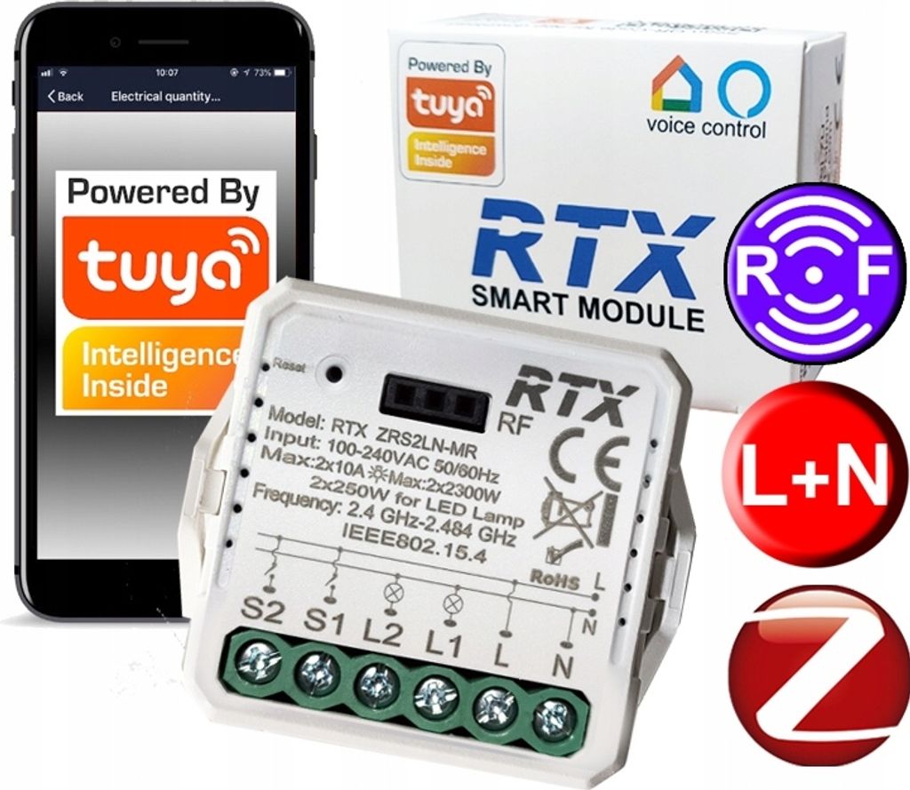 Abzweigdose Relais 2 Kanäle ZigBee TUYA LN