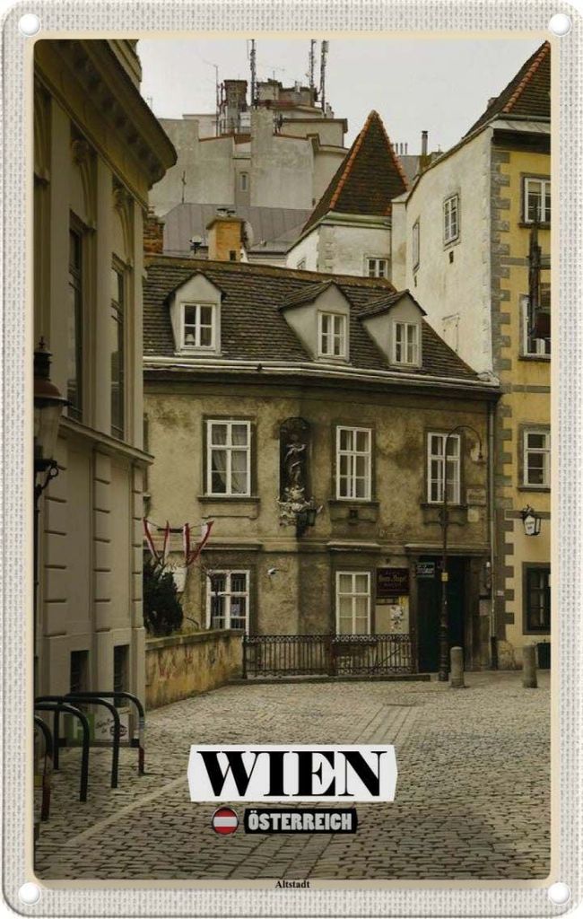vianmo Blechschild 30x20 cm Wien Österreich Architektur Altstadt Bildmotiv Reisemotiv Abenteuer Reisen Urlaub Häuser