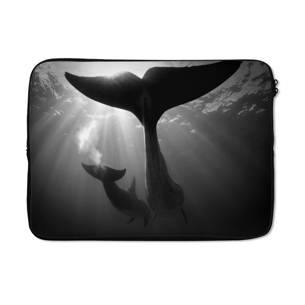 MuchoWow Laptop Hülle 13 Zoll Zwei Delphine - schwarz und weiß Laptoptasche - Laptophülle - Sleeve - Rundumschutz