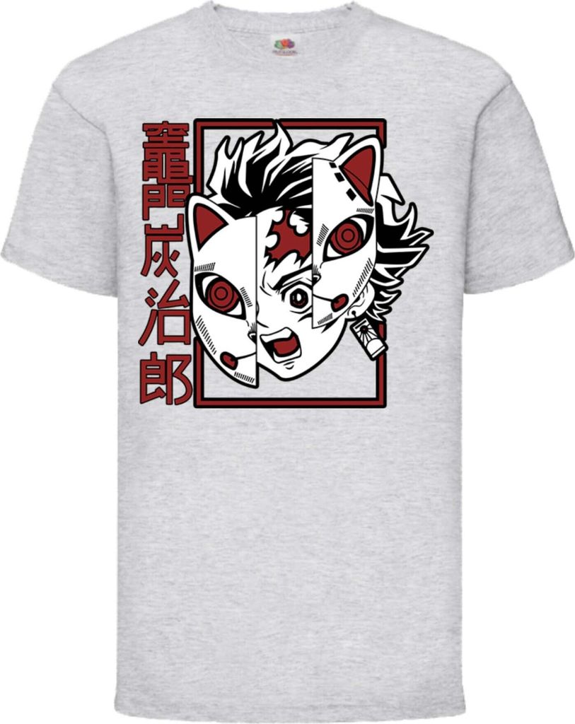 Kinder T-Shirt Demon Anime Slayer Tanjiro Tonos, 3-4 Jahr - 104 / Grau
