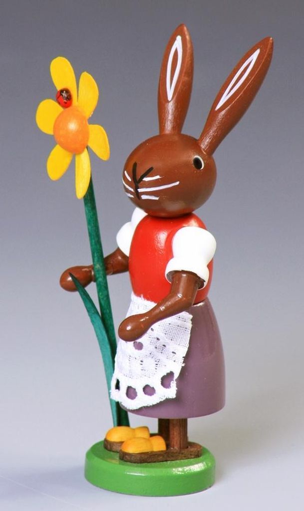 Osterfigur Hase mit Blume Höhe ca 9 cm NEU Produktbild 